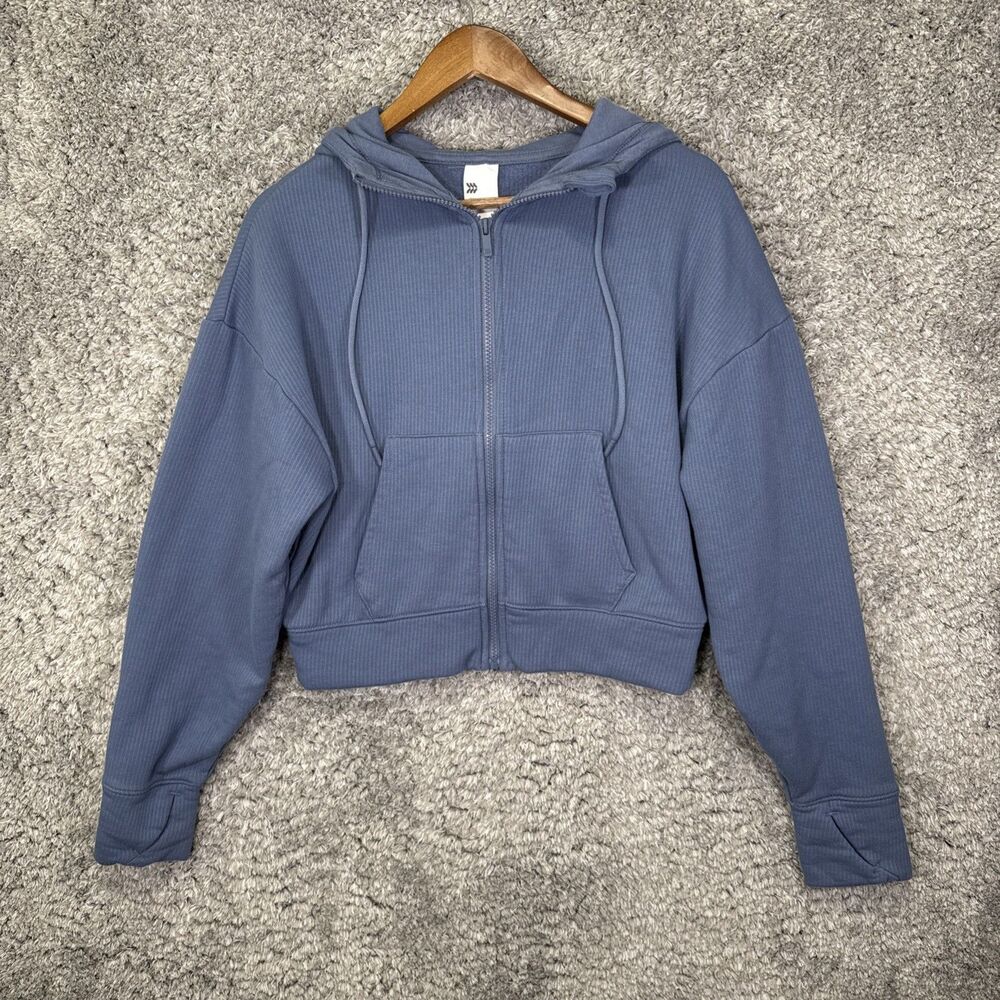 All In Motion Women’s Cropped Full Zip Sweatshirt Blue Small Stretch Athleisure